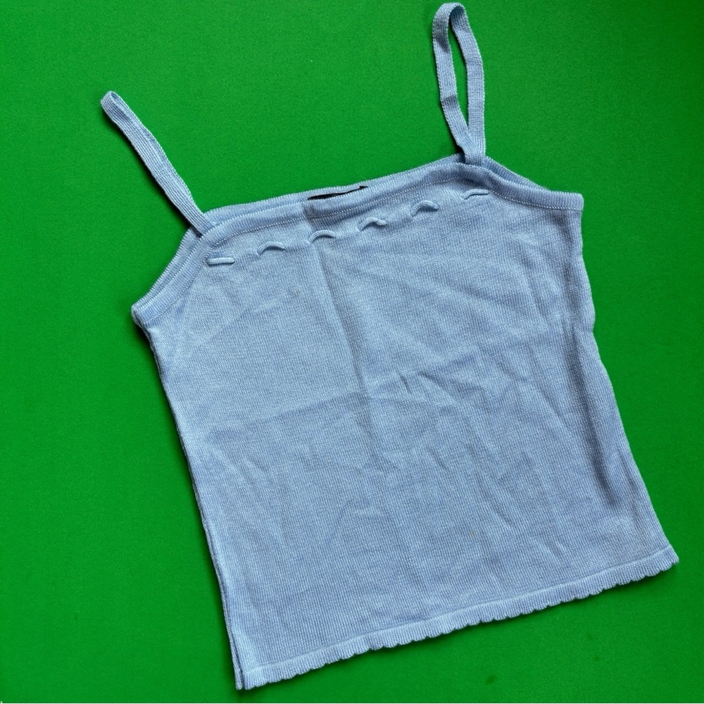 Fitted Blue Knitted Tank Top